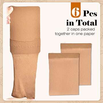 IKOCO Wig Caps, 6Pcs Stretchy Nylon Wig Caps for Women Lace Front, Light Brown