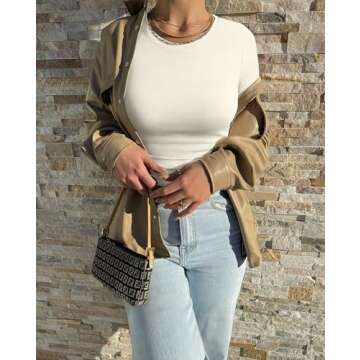 OQQ Womens 2 Piece Shirts Short Sleeve Crew Neck Ruched Stretch Fitted Tee Shirts Crop Tops Pea Green Beige