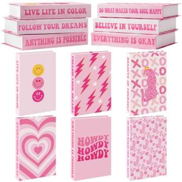 CNhoqc 6pcs Preppy Pink Fake Book Set for Home Decor