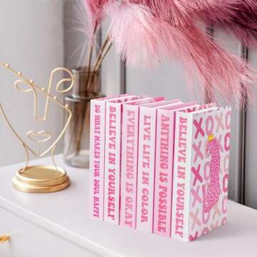 CNhoqc 6pcs Preppy Pink Fake Book Set for Home Decor
