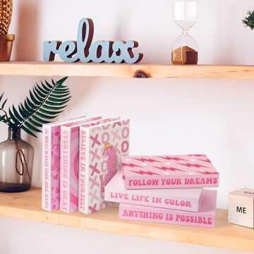 CNhoqc 6pcs Preppy Pink Fake Book Set for Home Decor