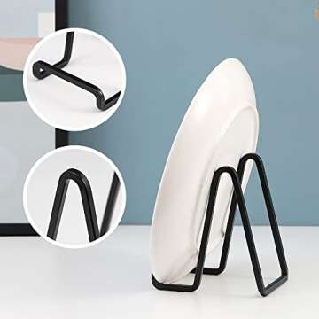 Plate Holder Easel Display Stand - 4.5 inch Metal Plate Stands for Display - Tabletop Picture Stand - Black Iron Easels for Display Pictures | Photo Frames | Book | Decorative Plates | Plaque - 1 Pack