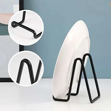 Plate Holder Easel Display Stand - 4.5 inch Metal Plate Stands for Display - Tabletop Picture Stand - Black Iron Easels for Display Pictures | Photo Frames | Book | Decorative Plates | Plaque - 1 Pack