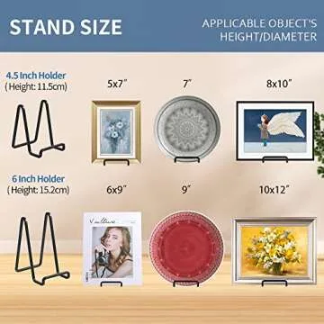 Plate Holder Easel Display Stand - 4.5 inch Metal Plate Stands for Display - Tabletop Picture Stand - Black Iron Easels for Display Pictures | Photo Frames | Book | Decorative Plates | Plaque - 1 Pack