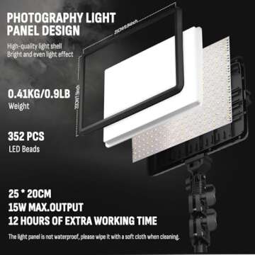 2-Pack LED Photography Lighting Kit, Arsoer 15W Bi-Color Video Light Kit, 2800-6500K LED Light CRI 9...