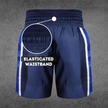 Farabi Sports Muay Thai Shorts Kickboxing MMA Boxing Training Shorts (US, Alpha, Large, Regular, Regular, Navy Blue)