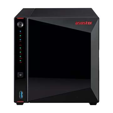 Asustor AS5304T 4 Bay NAS, 1.5GHz Quad-Core, 2 2.5GbE Port, 4GB RAM DDR4, Gaming Network Attached St...