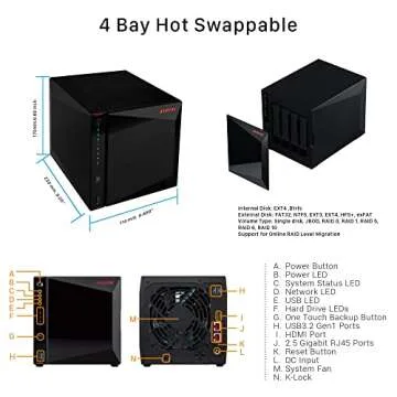 Asustor AS5304T 4 Bay NAS, 1.5GHz Quad-Core, 2 2.5GbE Port, 4GB RAM DDR4, Gaming Network Attached Storage, Personal Private Cloud (Diskless)