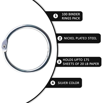 PEDLARSHOP Binder Rings 1 Inch - 100 Pack for Organizing