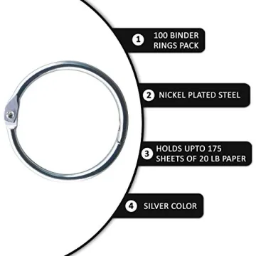 PEDLARSHOP Binder Rings 1 Inch - 100 Pack for Organizing