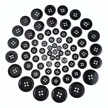 Bememo 400 Pieces Assorted Round Black Buttons for Crafts