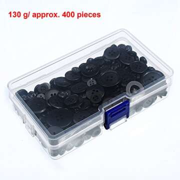 Bememo 400 Pieces Assorted Round Black Buttons for Crafts