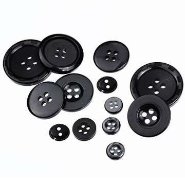 Bememo 400 Pieces Assorted Round Black Buttons for Crafts
