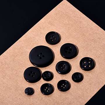 Bememo 400 Pieces Assorted Round Black Buttons for Crafts