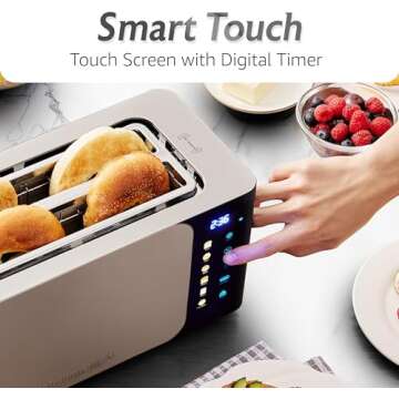Elite Gourmet ECT5924D SmartToast Digital Long Slot 4 Slice Toaster, 1.5” Wide Slots for Thick Bre...