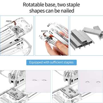 Office Supplies Set Desk Accessory Kit, Acrylic Stapler Set Staple Remover, Tape Dispenser, Binder Clips, Paper Clips, Ballpoint Pen and Scissor with 1000 Pieces 26/6 Staples (Silver)