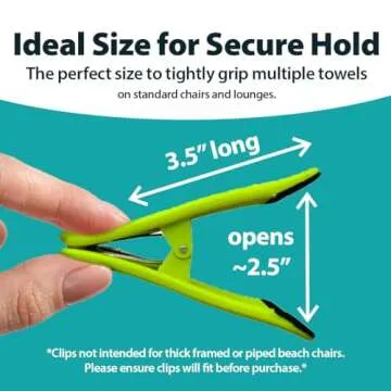 CoreClips Towel Clips for Beach Chairs on Cruise - 2.5” Opening Heavy Duty Beach Chair Clips for Towels, Stainless Steel Fort Clip for Lounge Pool Chairs or Hanging Cloth, Swimsuits, Cruise Essentials