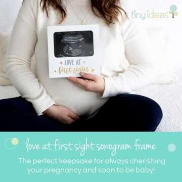 Tiny Ideas Love at First Sight Sonogram Picture Frame, Gender Neutral Ultrasound Keepsake, Ideal Pre...