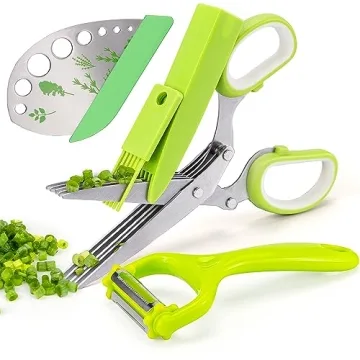 VIBIRIT Herb Scissor Set - 5 Blade Kitchen Herb Scissors with Stripper & Peeler