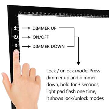 HSK B4/A3s Artist tracing Light Box Copy Table,USB Power Dimmerable 6000 Lux Lock Button Artcraft Li...