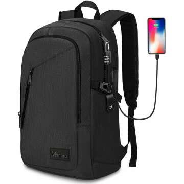 Mancro Slim Anti Theft Laptop Backpack with USB