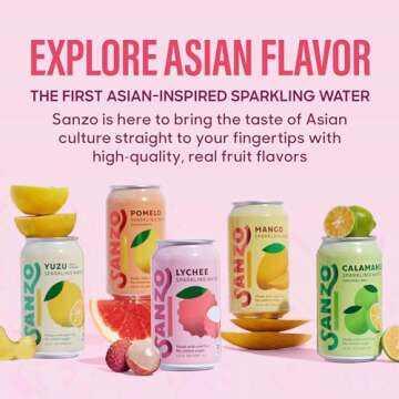 Sanzo Flavored Sparkling Water - Yuzu (Lemon) 12-Pack - Carbonated Drink Made with Real Fruit & Suga...