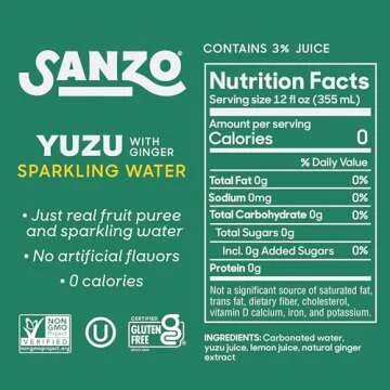 Sanzo Yuzu Sparkling Water - 12 Pack - Sugar-Free Drink