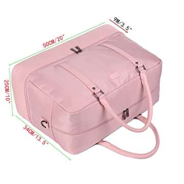 Women Travel Duffel Bag Weekender Overnight Bag Sports Tote Gym Bag With Shoe Pouch Free Toiletry bag HB-38 (Pink)