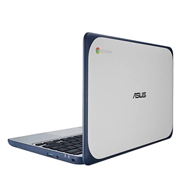 ASUS Chromebook C202 Laptop- 11.6" Ruggedized and Spill Resistant Design with 180 Degree Hinge, Intel Celeron N3060, 4GB RAM, 16GB eMMC Storage, Chrome OS- C202SA-YS02 Dark Blue, Silver
