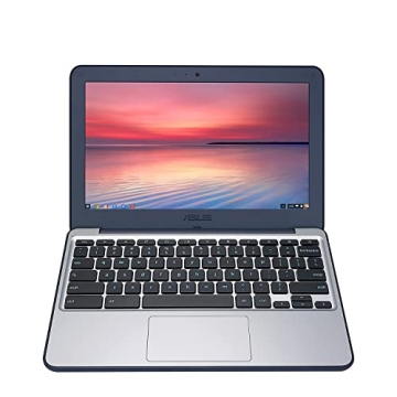 ASUS Chromebook C202 Laptop- 11.6" Ruggedized and Spill Resistant Design with 180 Degree Hinge, Intel Celeron N3060, 4GB RAM, 16GB eMMC Storage, Chrome OS- C202SA-YS02 Dark Blue, Silver