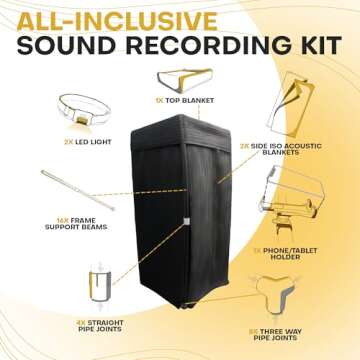 POROSO Updated 2025 OEM RECORDING SOUND BOOTH | Portable Studio for Crisp Dry Vocals | Acoustic Treatment for Any Space | Sound Isolation Booth for Home Studio | 5-Min Assembly w/Travel Bag & Extras