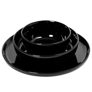 Gibson Home Oslo 12-Piece Porcelain Chip and Scratch Resistant Dinnerware Set, Black,Service for 4