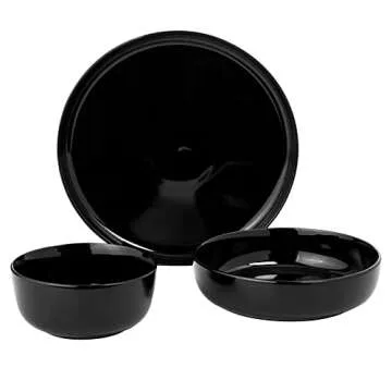 Gibson Home Oslo 12-Piece Porcelain Chip and Scratch Resistant Dinnerware Set, Black,Service for 4