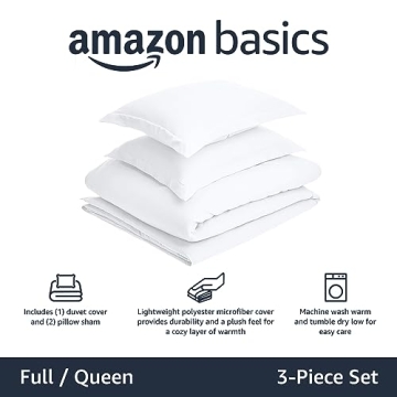 AmazonBasics Lightweight Microfiber Duvet Cover Set - White