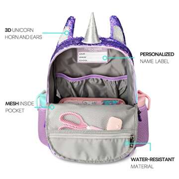 mibasies Unicorn Backpack for Girls - Glitter Design