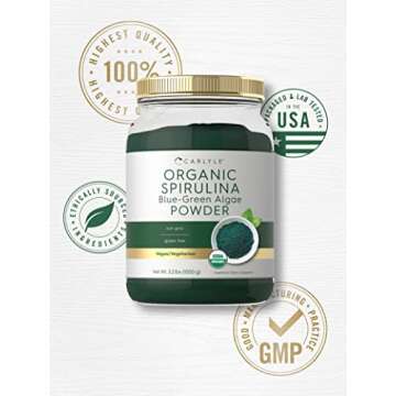 Carlyle Organic Spirulina Powder 2.2 lbs | Blue Green Algae | 8g Spirulina per Serving | Vegan, Non-GMO, Gluten Free Supplement