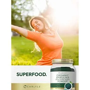 Carlyle Organic Spirulina Powder 2.2 lbs | Blue Green Algae | 8g Spirulina per Serving | Vegan, Non-GMO, Gluten Free Supplement