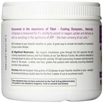 Om Organic Mushroom Superfood Powder, Cordyceps, 100 Servings, Energy and Endurance Support Supplement, 7.05 Ounce (Pack of 1)