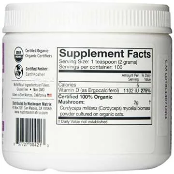 Om Organic Mushroom Superfood Powder, Cordyceps, 100 Servings, Energy and Endurance Support Supplement, 7.05 Ounce (Pack of 1)