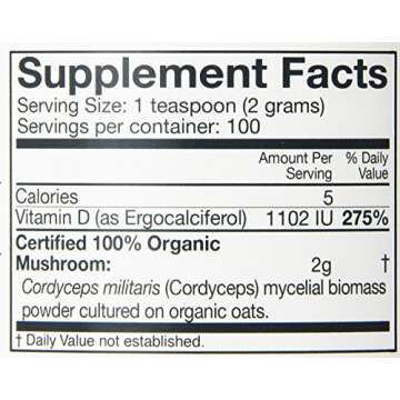 Om Organic Mushroom Superfood Powder, Cordyceps, 100 Servings, Energy and Endurance Support Supplement, 7.05 Ounce (Pack of 1)