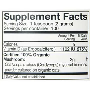 Om Organic Mushroom Superfood Powder, Cordyceps, 100 Servings, Energy and Endurance Support Supplement, 7.05 Ounce (Pack of 1)