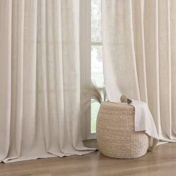 H.VERSAILTEX Linen Fabric Curtains for Living Room 96 Inches Long, Rich Linen Curtains Privacy Drapes Grommet for Farmhouse Textured Curtains 2 Panels Set, 52" W x 96" L, Linen