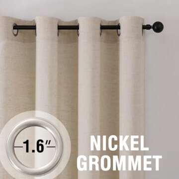 H.VERSAILTEX Linen Fabric Curtains for Living Room 96 Inches Long, Rich Linen Curtains Privacy Drapes Grommet for Farmhouse Textured Curtains 2 Panels Set, 52" W x 96" L, Linen