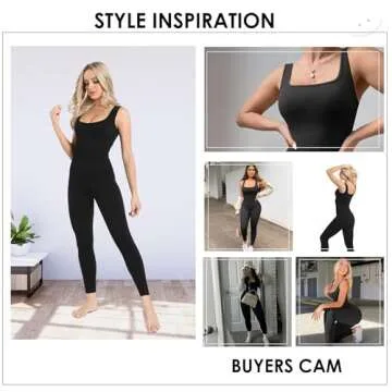 Soo slick Jumpsuits for Women - Tummy Control Square Neck Ribbed Sleeveless | Shapewear Rompers One Piece Women's Workout Clothes (X-Large)