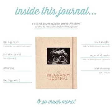 Pearhead Little Bundle of Joy Pregnancy Journal, Keepsake Pregnancy Memory Book with Sonogram Photo, First Through Third Trimester Pregnancy Milestone Tracker, Blush Leaf
