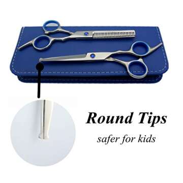 LIGICKY Baby Hair Cutting Scissors Set Professional Safety Round Tip Stainless Steel Hair thinning S...
