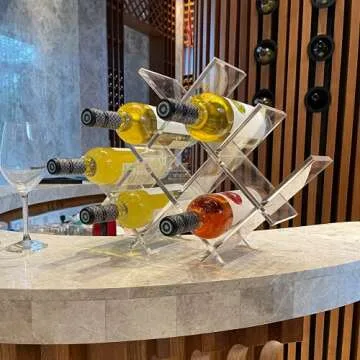 Elegant 8-Bottle Transparent Acrylic Wine Rack - Perfect for Display and Compact Storage!