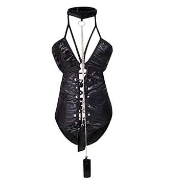 2pc Womens Sexy Lingerie Leopard Print Bra Sets Sexy Bra G-String Panty for Naughty Play Babydoll Teddy Heart Pajama 2#black XX-Large