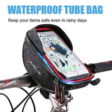 Emoly-r1 Bike Phone Mount Bags - Premium Bicycle Front Frame Bag, Waterproof Bike Pouch Bag with Hea...