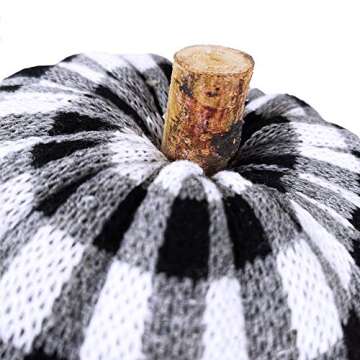 3 Pcs Assorted Crochet Pumpkins Plaid Pumpkins Gingham Buffalo Check Knit Pumpkins Fall Thanksgiving Halloween Seasonal Holiday Farmhouse Tabletop Decoration